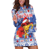 Personalized Puerto Rico Christmas Hoodie Dress Coqui With Red Maga Flower - Wonder Print Shop