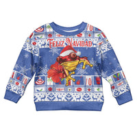 Personalized Puerto Rico Christmas Kid Ugly Christmas Sweater Coqui With Red Maga Flower - Wonder Print Shop