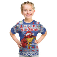 Personalized Puerto Rico Christmas Kid T Shirt Coqui With Red Maga Flower - Wonder Print Shop