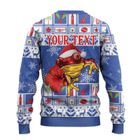 Personalized Puerto Rico Christmas Ugly Christmas Sweater Coqui With Red Maga Flower - Wonder Print Shop