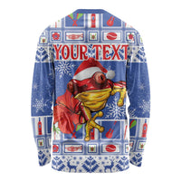 Personalized Puerto Rico Christmas Long Sleeve Shirt Coqui With Red Maga Flower - Wonder Print Shop