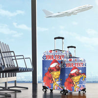 Personalized Puerto Rico Christmas Luggage Cover Coqui With Red Maga Flower - Wonder Print Shop