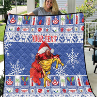 Personalized Puerto Rico Christmas Quilt Coqui With Red Maga Flower - Wonder Print Shop