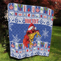 Personalized Puerto Rico Christmas Quilt Coqui With Red Maga Flower - Wonder Print Shop