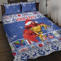 Personalized Puerto Rico Christmas Quilt Bed Set Coqui With Red Maga Flower - Wonder Print Shop