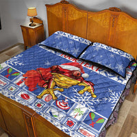 Personalized Puerto Rico Christmas Quilt Bed Set Coqui With Red Maga Flower - Wonder Print Shop