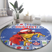Personalized Puerto Rico Christmas Round Carpet Coqui With Red Maga Flower