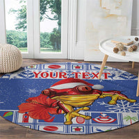 Personalized Puerto Rico Christmas Round Carpet Coqui With Red Maga Flower