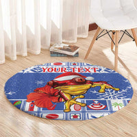 Personalized Puerto Rico Christmas Round Carpet Coqui With Red Maga Flower