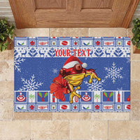 Personalized Puerto Rico Christmas Rubber Doormat Coqui With Red Maga Flower - Wonder Print Shop