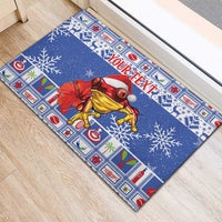 Personalized Puerto Rico Christmas Rubber Doormat Coqui With Red Maga Flower - Wonder Print Shop