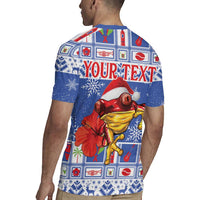 Personalized Puerto Rico Christmas Rugby Jersey Coqui With Red Maga Flower - Wonder Print Shop