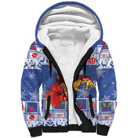 Personalized Puerto Rico Christmas Sherpa Hoodie Coqui With Red Maga Flower - Wonder Print Shop