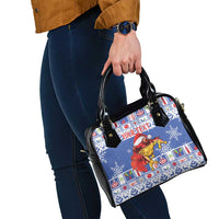 Personalized Puerto Rico Christmas Shoulder Handbag Coqui With Red Maga Flower