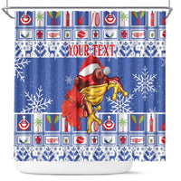Personalized Puerto Rico Christmas Shower Curtain Coqui With Red Maga Flower