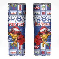 Personalized Puerto Rico Christmas Skinny Tumbler Coqui With Red Maga Flower - Wonder Print Shop