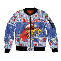 Personalized Puerto Rico Christmas Sleeve Zip Bomber Jacket Coqui With Red Maga Flower - Wonder Print Shop