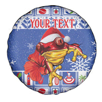 Personalized Puerto Rico Christmas Spare Tire Cover Coqui With Red Maga Flower - Wonder Print Shop