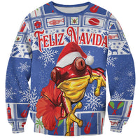 Personalized Puerto Rico Christmas Sweatshirt Coqui With Red Maga Flower - Wonder Print Shop