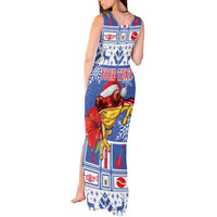 Personalized Puerto Rico Christmas Tank Maxi Dress Coqui With Red Maga Flower - Wonder Print Shop