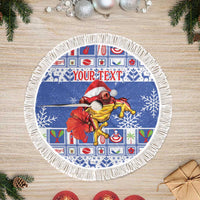 Personalized Puerto Rico Christmas Tree Skirt Coqui With Red Maga Flower - Wonder Print Shop