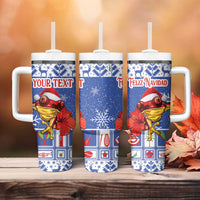 Personalized Puerto Rico Christmas Tumbler With Handle Coqui With Red Maga Flower - Wonder Print Shop
