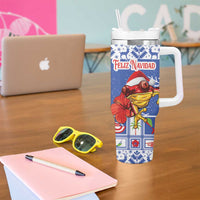 Personalized Puerto Rico Christmas Tumbler With Handle Coqui With Red Maga Flower - Wonder Print Shop