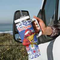 Personalized Puerto Rico Christmas Tumbler With Handle Coqui With Red Maga Flower - Wonder Print Shop