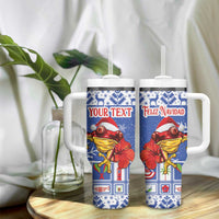 Personalized Puerto Rico Christmas Tumbler With Handle Coqui With Red Maga Flower - Wonder Print Shop