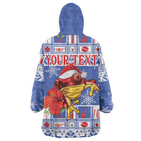 Personalized Puerto Rico Christmas Wearable Blanket Hoodie Coqui With Red Maga Flower - Wonder Print Shop