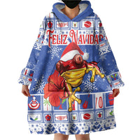 Personalized Puerto Rico Christmas Wearable Blanket Hoodie Coqui With Red Maga Flower - Wonder Print Shop