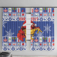 Personalized Puerto Rico Christmas Window Curtain Coqui With Red Maga Flower - Wonder Print Shop