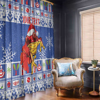 Personalized Puerto Rico Christmas Window Curtain Coqui With Red Maga Flower - Wonder Print Shop