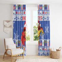 Personalized Puerto Rico Christmas Window Curtain Coqui With Red Maga Flower - Wonder Print Shop