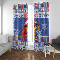 Personalized Puerto Rico Christmas Window Curtain Coqui With Red Maga Flower - Wonder Print Shop