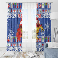 Personalized Puerto Rico Christmas Window Curtain Coqui With Red Maga Flower - Wonder Print Shop