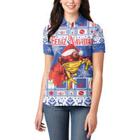 Personalized Puerto Rico Christmas Women Polo Shirt Coqui With Red Maga Flower - Wonder Print Shop