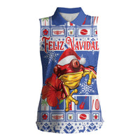 Personalized Puerto Rico Christmas Women Sleeveless Polo Shirt Coqui With Red Maga Flower - Wonder Print Shop