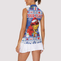 Personalized Puerto Rico Christmas Women Sleeveless Polo Shirt Coqui With Red Maga Flower - Wonder Print Shop