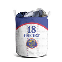 Custom Haiti Football Laundry Basket Les Grenadiers Veve Haitian Vodou White Version - Wonder Print Shop