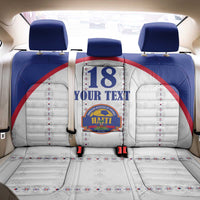 Custom Haiti Football Back Car Seat Cover Les Grenadiers Veve Haitian Vodou White Version - Wonder Print Shop