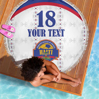 Custom Haiti Football Beach Blanket Les Grenadiers Veve Haitian Vodou White Version - Wonder Print Shop