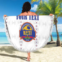 Custom Haiti Football Beach Blanket Les Grenadiers Veve Haitian Vodou White Version - Wonder Print Shop