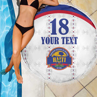 Custom Haiti Football Beach Blanket Les Grenadiers Veve Haitian Vodou White Version - Wonder Print Shop