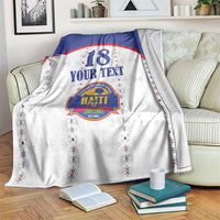 Custom Haiti Football Blanket Les Grenadiers Veve Haitian Vodou White Version - Wonder Print Shop