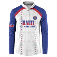 Custom Haiti Football Button Sweatshirt Les Grenadiers Veve Haitian Vodou White Version - Wonder Print Shop