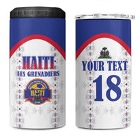 Custom Haiti Football 4 in 1 Can Cooler Tumbler Les Grenadiers Veve Haitian Vodou White Version - Wonder Print Shop