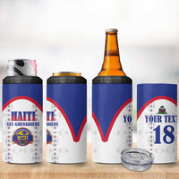 Custom Haiti Football 4 in 1 Can Cooler Tumbler Les Grenadiers Veve Haitian Vodou White Version - Wonder Print Shop