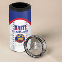 Custom Haiti Football 4 in 1 Can Cooler Tumbler Les Grenadiers Veve Haitian Vodou White Version - Wonder Print Shop
