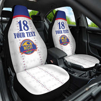 Custom Haiti Football Car Seat Cover Les Grenadiers Veve Haitian Vodou White Version - Wonder Print Shop